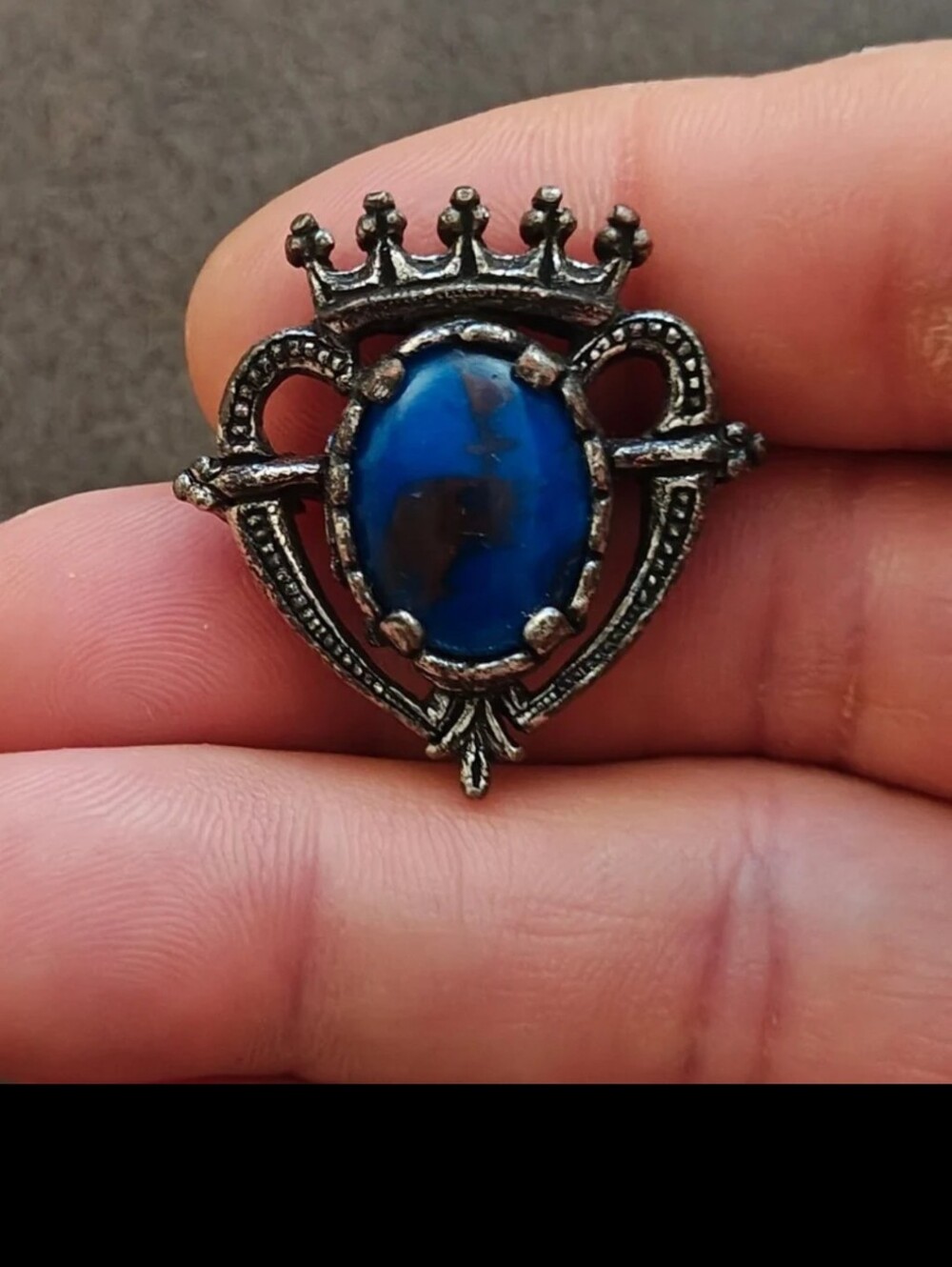 1960s/70s Scottish Luckenbooth Coronet Heart Pewter Brooch